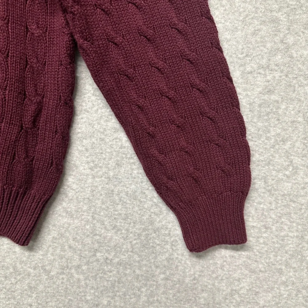 Vtg Mens Size XL Pullover Long Sleeve Sweater Burgundy Chunky Cable Knit Grandpa